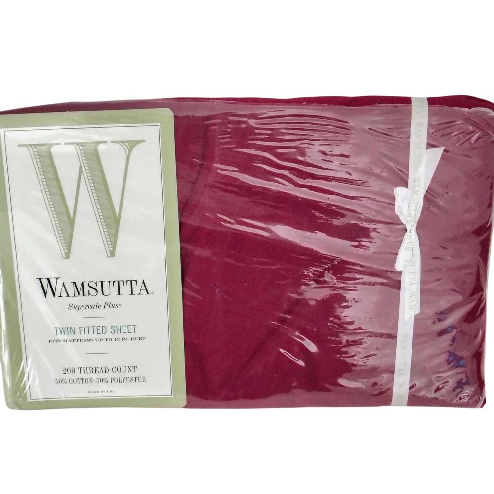 Vintage Wamsutta Burgundy Supercale Plus NoIron Cotton Blend Twin Flat Sheet NEW